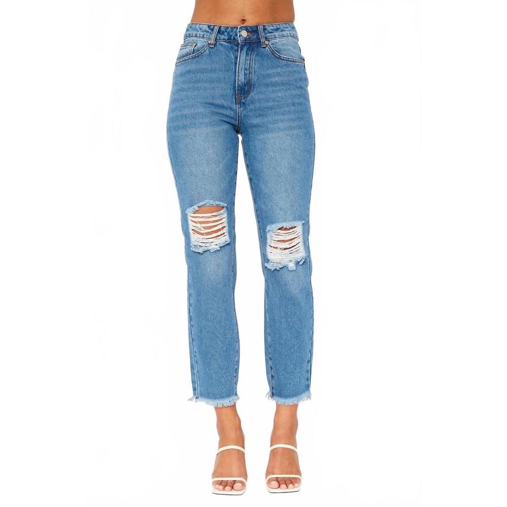 NEW MONKEY RIDE JEANS high waisted mom fit jeans in blue